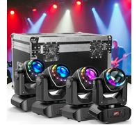 UKING -120W DJ Lyre LED - Lumière de Scène 10 gobos 8 couleurs- télécommande - PACK DE 4 avec flycase