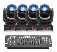 UKing 120W Jeux de Lumiere DJ - Lyre LED RGBW DMX Gobo Beam - Lumière de Scène Pack DE 4 Avec Console 192 Canaux