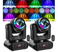 UKing 120W Lumière de Scène - Lyre LED RGBW DMX Beam GOBO 18 Prismes - Jeux de Lumiere DJ Anneau Lumineux Coloré Pack de 2
