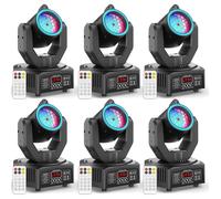 UKing 120W Lyre LED RGBW DMX Beam Gobo Avec Bande Lumineuse RGB et Laser - Pack de 6 Jeux de Lumiere DJ Pour Party Disco