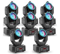 UKing 120W Lyre LED RGBW DMX Beam Gobo Avec Bande Lumineuse RGB et Laser - Pack de 8 Jeux de Lumiere DJ Pour Party Disco
