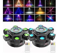 UKing 150W Jeux de Lumiere - DJ Lyre LED RGBW Rotation Lumière de Scène- Lumière Laser & Stroboscopique Avec Télécommande Pack De 2