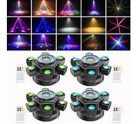 UKing 150W Jeux de Lumiere - Lyre LED RGBW Rotation Lumière de Scène - Lumière Laser & Stroboscopique Avec Télécommande Pack De 4