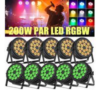 UKing 200W 18 LED Jeux de Lumière - Lumière de Scène RGBW 4 en 1 DMX - Par LED avec Stroboscope & Son Pour DJ Disco Fête PACK DE 10