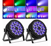 UKing 200W 18 LED Jeux de Lumières - Lumière de Scène RGBW 4 en 1 DMX - Par LED avec Stroboscope & Son Pour DJ Disco Fête PACK DE 2