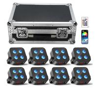 UKing 200W 4 LED RGBWA-UV Jeux de Lumiere DJ 5000mA Batterie Avec Flightcase 8PCS Contrôle de l'application et Télécommande