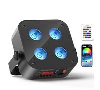 UKing 200W 4 LED RGBWA-UV Jeux de Lumiere DJ 5000mA Batterie - Lumière de Scène Contrôle de l'application et Télécommande