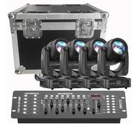 UKing 200W DJ Lyre LED Beam GOBO - Jeux de Lumiere 18 Prisme Effet arc-en-ciel 4PCS Avec Flightcase et Console 192 Canaux