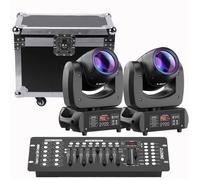 UKing 200W Jeux de Lumiere DJ - DJ Lyre LED Beam 8 GOBO 18 Prisme DMX PACK DE 2 Avec Console 192 Canaux & Flightcase