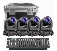 UKing 200W Jeux de Lumiere DJ - DJ Lyre LED Beam 8 GOBO 18 Prisme DMX PACK DE 4 Avec Console 192 Canaux & Flightcase