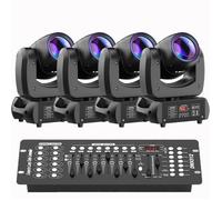 UKing 200W Jeux de Lumiere DJ - DJ Lyre LED Beam 8 GOBO 18 Prisme DMX PACK DE 4 - Lumière de Scène Avec Console 192 Canaux
