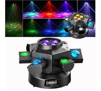 UKing 200W Jeux de Lumiere - DJ Lyre LED Rotation Lumière de Scène - 10 RGBW LED + Laser LED Gypsophile Rouge & Vert pour Disco