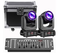 UKing 230W DJ Lyre LED DMX512 - Jeux de Lumiere DJ Beam GOBO 18 Prisme - Pack de 2 Avec Flightcase & Console 192 Canaux