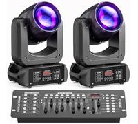 UKing 230W DJ Lyre LED DMX512 - Lumière de Scène Beam GOBO 18 Prisme - Jeux de Lumiere DJ Pack de 2 Avec Console 192 Canaux