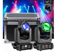 UKing 230W Lumière de Scène - Lyre LED DMX512 Beam GOBO 18 Prisme - Jeux de Lumiere DJ - Pack de 2 Avec Flightcase