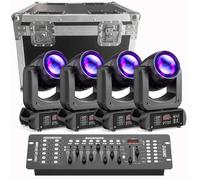 UKing 230WDJ Lyre LED DMX512 - Jeux de Lumiere DJ Beam GOBO 18 Prisme - Pack de 4 Avec Flightcase & Console 192 Canaux