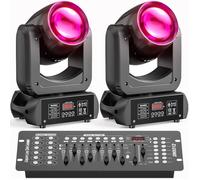 UKing 250W DJ Lyre LED DMX512 - Lumière de Scène Beam GOBO 18 Prisme - Jeux de Lumiere DJ Pack de 2 Avec Console 192 Canaux