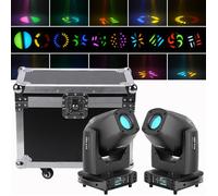 UKing 250W Lyre LED - Lumière de Scène Zoom Beam Wash Gobo DMX - Jeux de Lumiere DJ 5 Prismes PACK DE 2 Avec Flightcase