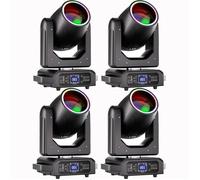 U'king 250W LYRE LED RGBW - Lumière de Scène Beam Wash Gobo 18 Prisme Demi-couleur, Effet arc-en-ciel Bande Jeux de Lumiere 4 PCS
