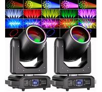 U'king 250W LYRE LED RGBW - Lumière de Scène Beam Wash Gobo 18 Prisme Demi-couleur, Effet arc-en-ciel Bande Jeux de Lumiere 2 PCS