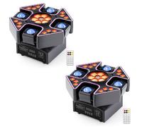UKing 2PCS 200W Jeux de Lumiere DJ - 4 Bras Lyre LED RGBW Beam Wash Laser Bee-Eyes Rotation avec Télécommande et Bande RGB