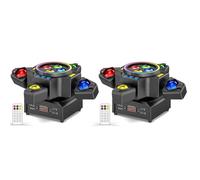UKing 2PCS 200W Lyre LED RGBW Rotation 4 Bras - Beam Wash Laser Bee-Eyes Bande RGB Stroboscopique avec Télécommande pour Disco