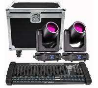 UKing 2PCS 250W LYRE LED RGBW, Jeux de Lumiere DJ Beam Wash Gobo 18 Prisme Avec Console 384 Canaux & Flightcase
