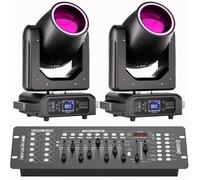 UKing 2PCS 250W LYRE LED RGBW, Jeux de Lumiere DJ Beam Wash Gobo 18 Prisme Effet arc-en-ciel Bande Avec Console 192 Canaux