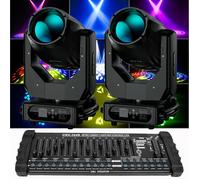 UKing 2PCS 390W Jeux de Lumiere DJ 48 + 8 Prisme - Lyre LED RGBW DMX Beam Wash Zoom Gobo Atomisation Avec Console 384 Canaux