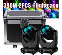 UKing 2PCS 390W Jeux de Lumiere DJ 48 + 8 Prisme - Lyre LED RGBW DMX Beam Wash Zoom Gobo Avec Flightcase