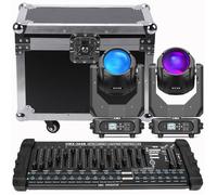 U'king 2PCS 400W Jeux de Lumiere DJ 48 + 8 Prisme - Lyre LED RGBW DMX Beam Wash Zoom Gobo Avec Console 384 Canaux & Flightcase