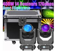 U'king 2PCS 400W Jeux de Lumiere DJ 48+8 Prisme - Lyre LED RGBW DMX Beam Wash Zoom Gobo, Effet arc-en-ciel Écran couleur Flightcase