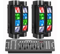 UKing 2PCS 8X15W Lyre LED RGBW, DMX 4 en 1 Disco Lumière d'araignée Lumière de Scène Jeux de Lumière Avec Console 192 Canaux
