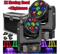 UKING- 350W Lyre LED RGBW+ Flycase - Jeux de Lumière DJ DMX Zoom Beam Wash Éclairage de scénique pour Disco DJ Fête