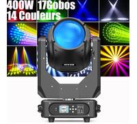 U'king 400W Jeux de Lumiere DJ 48 + 8 Prisme - Lyre LED RGBW DMX Beam Wash Zoom Gobo Atomisation, Effet arc-en-ciel Écran couleur