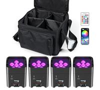 UKing 4pcs 108W LED Par RGBWA + UV projecteurs Batterie rechargeable avec sac et télécommande - APP/DMX - Éclairage de scène pour DJ, discothèque, bar, karaoké, mariage