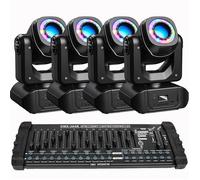 UKing 4PCS 120W Jeux de Lumiere DJ - Lyre LED Beam 7 GOBO DMX Avec Bande LED RGBW & Effet demi-couleurs & Console 384 Canaux
