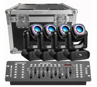UKing 4PCS 120W Jeux de Lumiere DJ - Lyre LED Beam 7 GOBO DMX Avec Bande LED RGBW & Flightcase & Console 192 Canaux