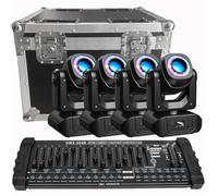 UKing 4PCS 120W Jeux de Lumiere DJ - Lyre LED Beam 7 GOBO DMX Avec Bande LED RGBW & Flightcase & Console 384 Canaux