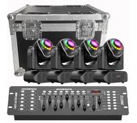 UKing 4PCS 150W Jeux de Lumiere DJ - Lyre LED Beam 7 GOBO DMX Avec Bande LED RGBW & Flightcase & Console 192 Canaux