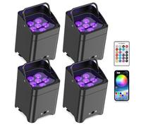 UKING 6 LED Par Lampe APP, Lumière de Scène, Lyre Éclairage DJ Professionnel pour Mariage, Spectacle, Bar et Théâtre - PACK DE 4