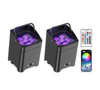 UKING 6 LED Par Lampe APP, Lumière de Scène, Lyre Éclairage DJ Professionnel pour Mariage, Spectacle, Bar et Théâtre - PACK DE 2