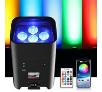 UKing 6X18W RGBWA+UV par led projecteur batterie rechargeables avec télécommande contrôle DMX/APP sans fil lumière de fête uplight éclairage extérieur pour DJ, fête, mariage, discothèque, décoration
