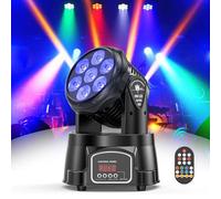 UKing 7X15W Lyre LED RGBW 4-en-1 Moving Head Wash Lumière Rotative DMX512 avec Télécommande pour DJ Club Fête Bar Noël Théâtre Mariage - Nouvelle Version