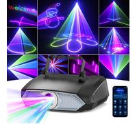 UKing Jeux de Lumiere DJ Bluetooth APP DMX - Laser Eclairage DJ 3D Couleur - Texte/Illustrations/Animations/Faisceaux lumineux/LOGO