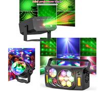 UKING-- Laser Eclairage DJ Projecteur Rouge et Vert + Lampe de Scène Boule Disco +Lumière à effet 6 en 1 GOBO Laser LED Portable