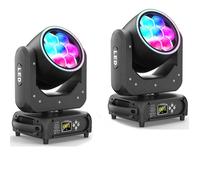 UKING - Mini projecteur à tête mobile Zoom 250 W - RGB Lyre- 16,7 millions de couleurs - 6+1 effets de scène - DMX512- PACK DE 2