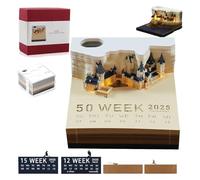 Ukisisi Calendrier 3D，Calendrier 3D 2025，Calendrier De Bloc-Notes, Bloc-Notes De Bureau,Calendrier De Bureau 2024 avec Lumières LED，Cadeau De Sculpture De Papier De Bloc-Notes 3D