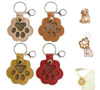 Ukisisi Dog Hair Collector Keychain Charm Memorial Storage Box,4pcs Cute Leather Paw Keychain Pet Hair Keepsake Keyring,Cat Fur Memory Charm,Collection Cat Hair Keychain for Bag Paw Key Holder-B