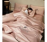 Ukisisi Dreamcity Summer Simple Ice Silk Quilt, Cool Ice Silk Blanket, Double Bedspread, Summer Cooling Comforter Cooling Quilt, Ice Blanket Blanket for Summer- Bean Paste-Set||200 * 230cm
